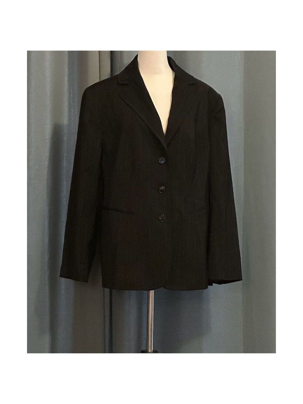 Anne Klein Women's Plus Size 18W Black Pinstriped Blazer Jacket